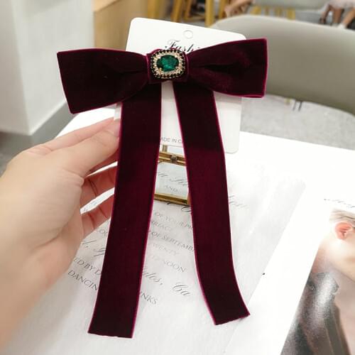 Baroque Bow Tie Female Sweet College Shirt Neckline Ribbon Jewelry Collar Pin Brooches Bowtie Uniform Party Casual Accessories