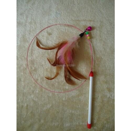 Free shipping Wire feathers cat Teaser Toy Rod cat bell toys scratching toys fishing pole 50pcs/lot