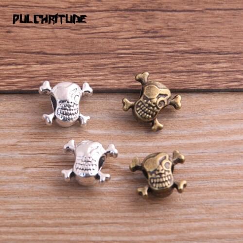 10pcs 8*12*14mm 2 Color One-eyed Pirate Bead Spacer Bead Charms For Diy Beaded Bracelets Jewelry Handmade Making