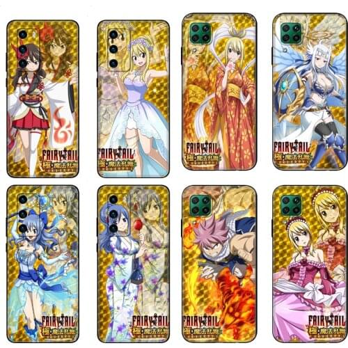 Black tpu Case For Huawei P30 Lite P30 Pro P40 Case For Huawei P40 LITE E P Smart 2020 Case Cover Japanese Anime Fairy Tail