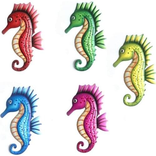 Ocean Decor Metal Seahorse Wall Decor Bathroom Ocean Glass Art Metal Art Outdoor Hanging Beach Theme Decorations Retail