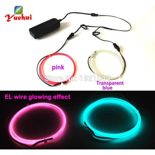 DC3V 1.3mm two colors EL Wire 2 pieces 1meter Car Party Decorative Led Thread Indoor Decals Tags Flexible Neon Light Rope Tube