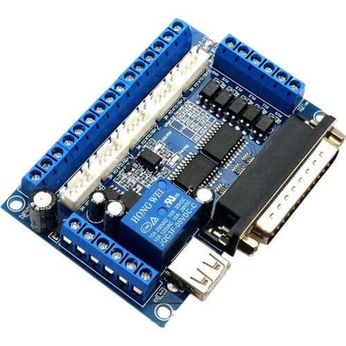 HLZS-Driver Board MACH3 Engraving Machine 5 Axis CNC Breakout Board with Optical Coupler for Stepper Motor Drive Controller