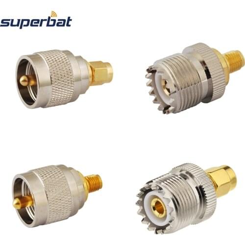 Superbat 4 pcs SMA-UHF Adapter Kit SMA to UHF 4 Type RF Connectors Set SMA Jack/Plug Male/Female to TNC UHF Nickel Gold Plated
