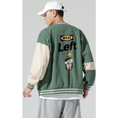Harajuku bomber Jacket Men Baseball Coats Fashion Casual Loose Unisex Japanese Streetwear College style Patchwork Bomber 2021