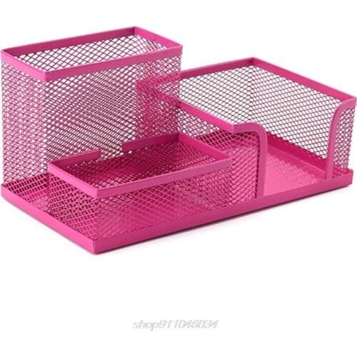 Metal Mesh Desk Organizer Pen Pencil Storage Holder with 3 Compartments for Home Office Students Supplies M08 21 Dropship