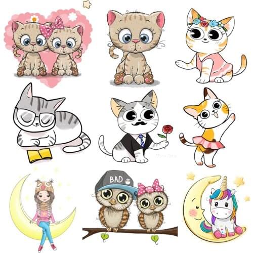 Cartoon Cute Animal Stickers Iron on Transfers On Clothes Sticker For Clothes Beautiful Girl Heat Transfer Vinyl For T-shirts