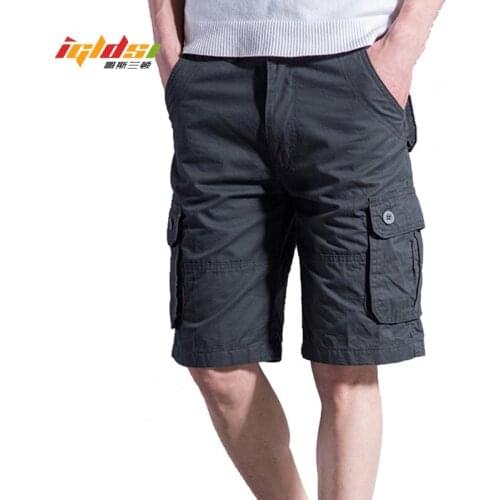 Mens Baggy Joggers Multi Pocket Military Cargo Shorts Male Cotton Sweatpants Tactical Shorts Short Trousers Plus Size 46