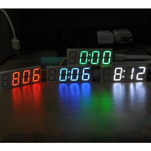 DS3231 Electronic DIY 0.8inch Dot Matrix LED Clock Kit Digital Display Green Red Blue White Light 5V Mciro USB Car Clock
