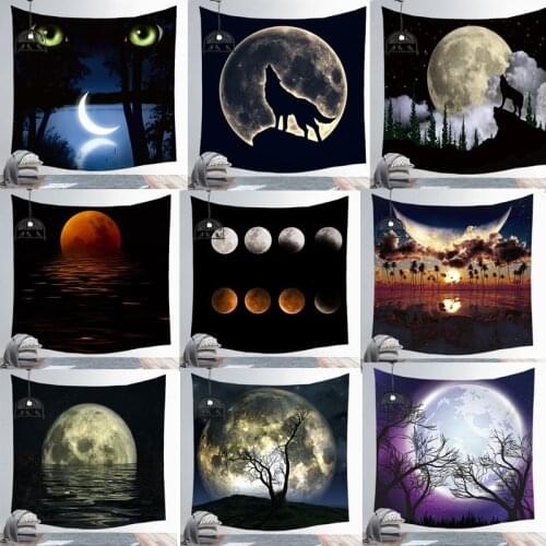 Moon Stars Tapestry Printed Mandala Bohemia Wall Hanging Black Tapestry Yoga Scarf Mat Wall Decoration Beach Mat