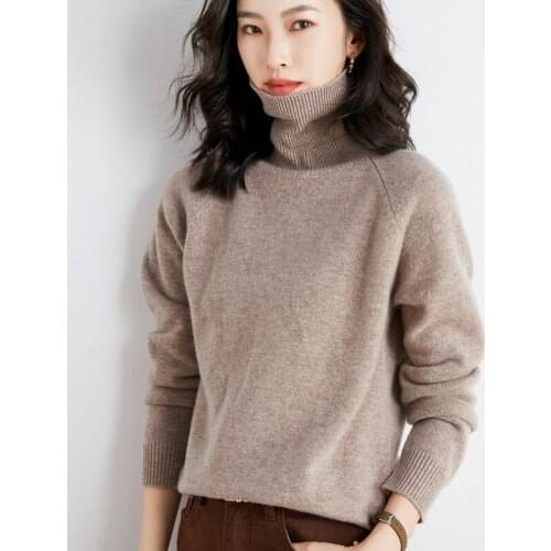 2019 New Fashion Cashmere sweater women turtleneck pullover women sweater Loose knitting Thicken winter tops for women sweater
