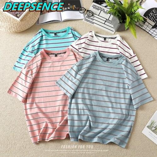 2021 Summer New Striped Short Sleeve T Shirt Men Women Youthful Vitality Cotton O Neck Chic Outdoor Streetwear Short T Shirts Wo