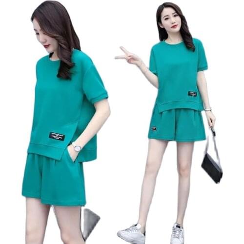 Pajama set Short-sleeved Shorts Two-piece Printing Cartoon Wear Wear Loose Large Size SummerPijamas Women Cotton