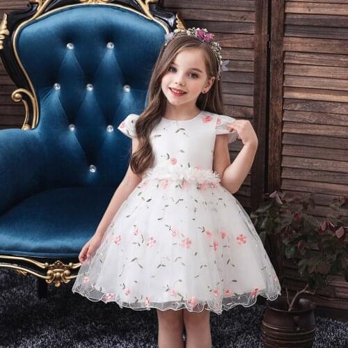 Baby Girls Dress 2019 New Flower Girls Wedding Birthday Evening Party Dress Childrens Wear Lace Embroidery Princess Dress