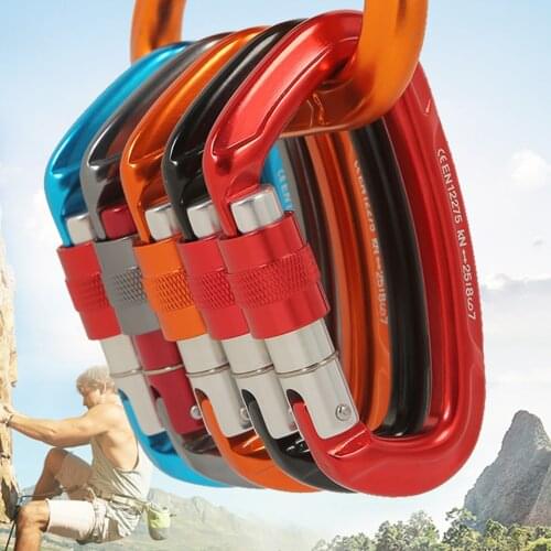 25KN Professional Climbing Carabiner D Shape Aviation Aluminum Safety Lock Outdoor Climbing Ascend Mountaineering Equipment Tool