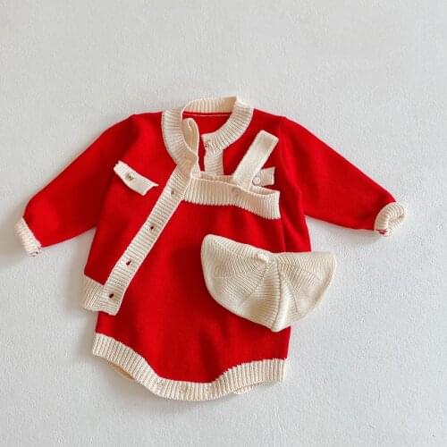 Spring New Baby Girls Knit Cardigan Romper Optional