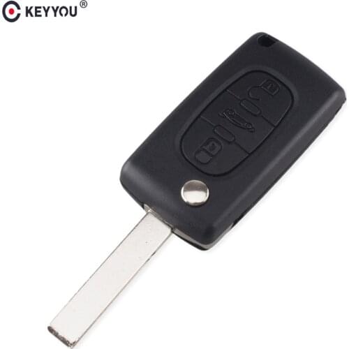 KEYYOU 3 Button Remote Flip Folding Key Shell Case Fob For Peugeot 307 407 308 607 Fob CE0523 HU83 Blade Car Key Case