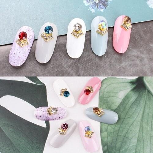 10pcs/Lot Crystal Alloy Nail Rhinestones 3D Jewelry DIY Manicure Accessories Zircon Metal Diamond Nail Art Decorations Tc#007