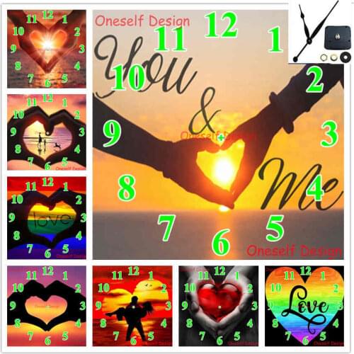 Rhinestone pictures love heart 5d diamond embroidery full clock diamond painting Mechanical clock decortion home wall sticker