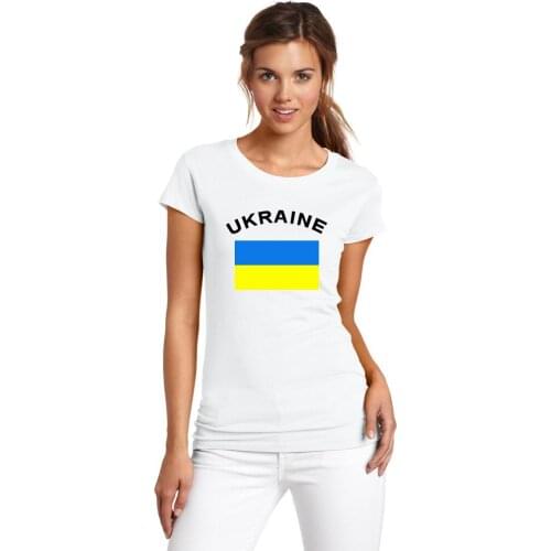 BLWHSA UKRAINE Women Fans Cheer T-Shirt Fitness Summer Women White T Shirt for Women Nationa Flag Printed Tees Tops
