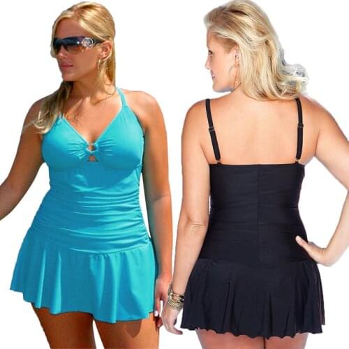 2021 One Piece Women Swimsuit Plus Size 4XL Sexy Swimsuit With Skirt Pleated Fashion Slip Black Swimsuit Onepiece Swimwear