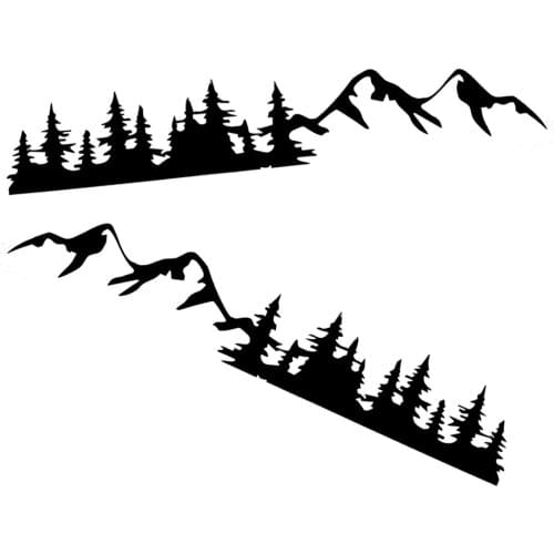CITALL 1 Pair Car Body Forest Mountain Graphic Decal Stickers Universal For Camper RV Trailer Truck Accessories