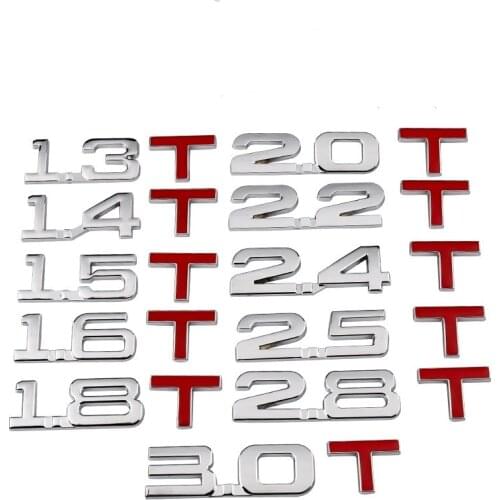 1pcs 3D Metal Car Trunk Engine Displacement Scale Emblem Auto Reflective Stickers Auto Decal Universal 1.5/ 1.6/ 1.8/ 2.0T