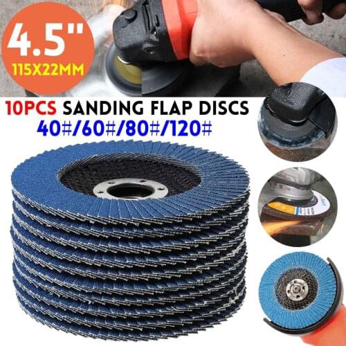 10Pcs 115mm/4.5" Professional Flap Discs 40/60/80/120 Grit Grinding Wheels Blades Sanding Flap Discs for Angle Grinder Drillpro