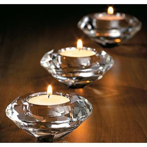 100pcs/lot Dia.7 *3. 7cm,Crystal Candle Holder Diamond Shape for Wedding, Crystal Tealight Holder