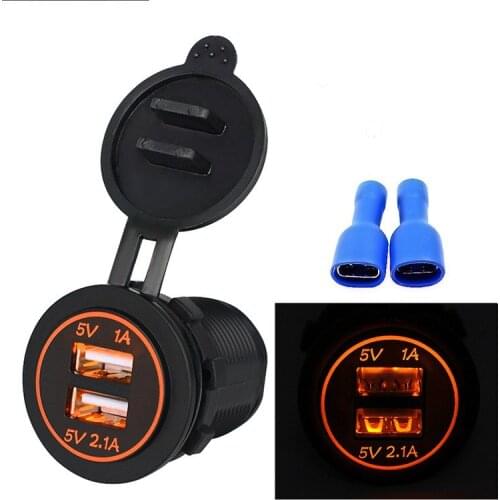 12V Car Motorcycle Cigarette Lighter Dual USB Charger Car Boat Motorcycle Cigarette Lighter Sockets Power Plug Outlet LED