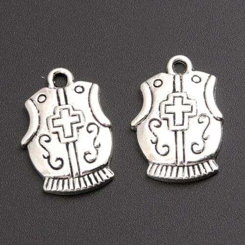 30pcs Silver Color Religious Cross Shield Charm DIY Jewelry Findings Accessories 23x15mm A1947