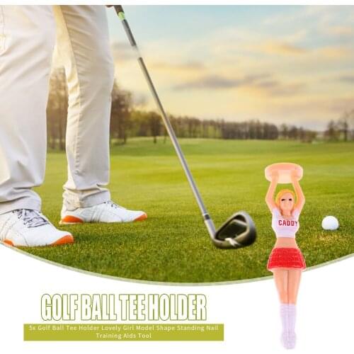 5pcs Durable Beauty Cheerleader Model Shaped Golf Ball Standing Nail Tees Holder Outdoor Golf Training Aids Accessories