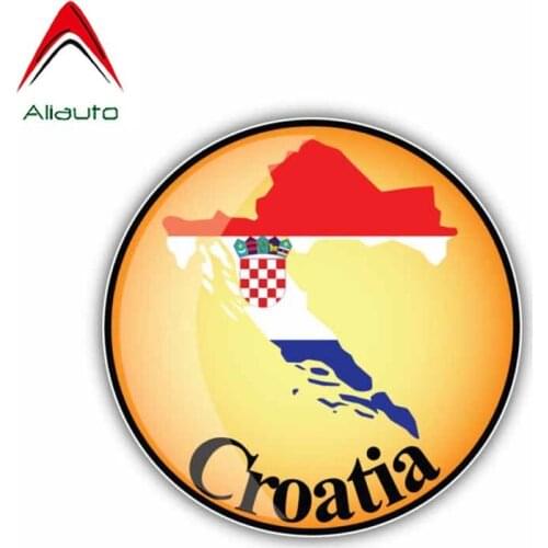 Aliauto Croatia Round Map Flag Car Accessories Sticker Sunscreen Waterproof Reflective Decoration Decal for Seat VW,11cm*11cm