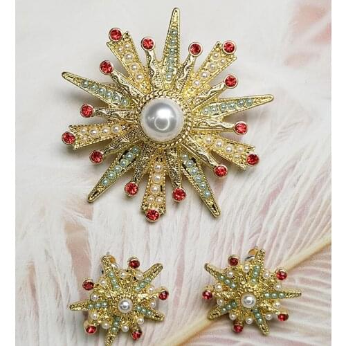 Baroque Star brooch Luxury Faux Pearl Suit Gown brooches stud earrings