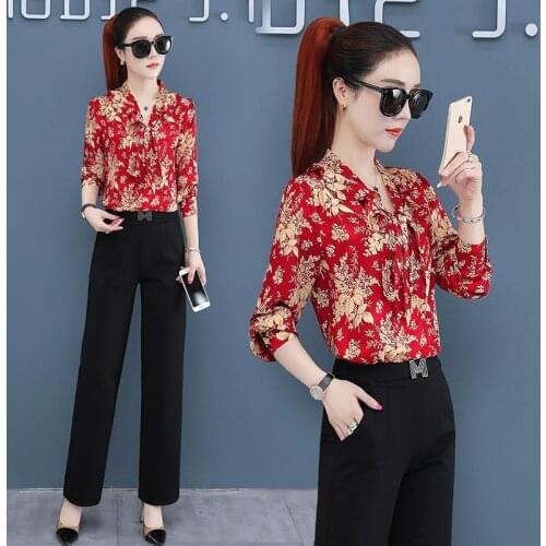 Blouse Women Shirt Womens Chiffon Shirt With Long Sleeves V Collar Blouse Spring Autumn Clothing Blusas Mujer De Moda