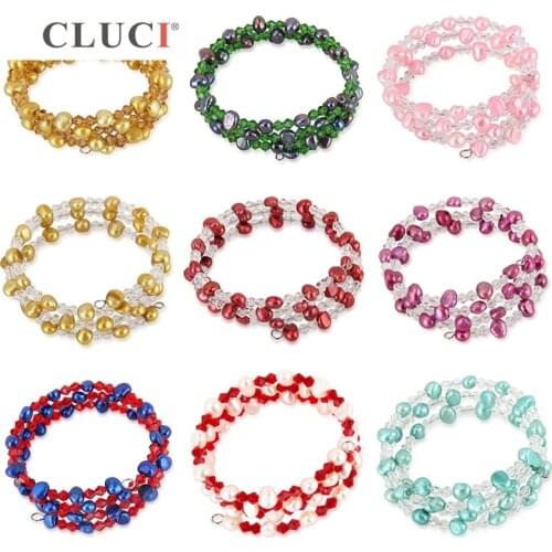 CLUCI Freshwater Adjustable Pearl Bracelet Women Jewelry Silver Plated Chain with Crystal 9 Colors Women Pearl Bracelet FB2007SB