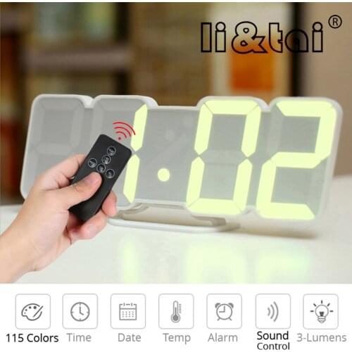 Digital Time Alarm Clock LED Wall Clock With 115 Colors Remote Control Digital Watch Night Light Magic Desktop Table Clock