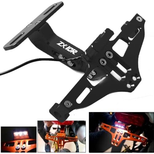For Kawasaki ZX10R ZX-10R 2006 2007 2008 2009 2010 2011-15 Motorcycle LED License Plate Holder Support Plaque Moto Bracket Frame