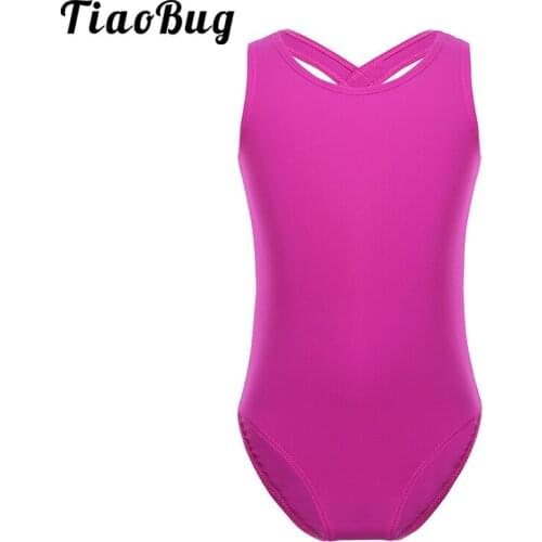 Kids Girls Sleeveless Lace Back Ballet Leotard Training Dancewear Gymnastics Clothes Bodysuit Unitards Children Dance Costume