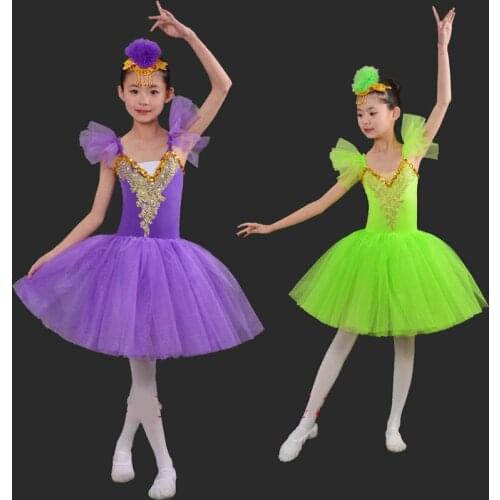 Childrens Long Swan Ballet Tutu Dress Girls Professional Tutu Ballet Dance Dress Vestido Dancewear Dance Costume Dress