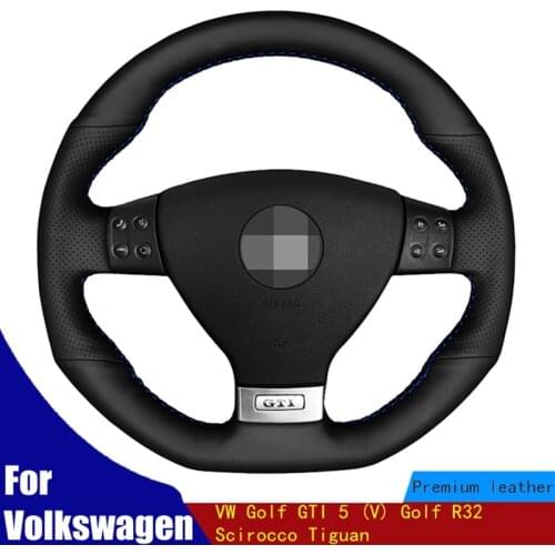 DIY Car Steering Wheel Cover Soft Black PU Artificial Leather For Volkswagen VW Golf GTI 5 (V) Golf R32 Scirocco Tiguan