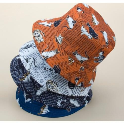 English Kittenfisherman hat two-sided Wearing Korean street versatile basin hat cross-border e-commerce two-sided sun hat Europe
