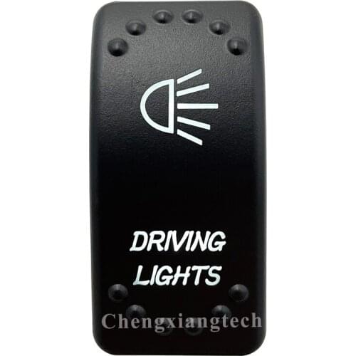 Dual White Led Light 12V 24V Car Boat Caravan Rocker Switch Laser Engraving DRIVING LIGHTS, 5 Pin On Off SPST Waterproof
