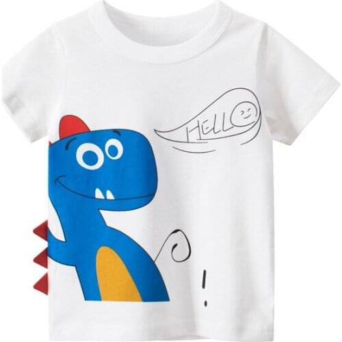 27kids 2-9Years Animal Print Kids Boys Girls T Shirt Cotton Baby Children Short Sleeve T Shirts Summer Tops Shirt for Boy