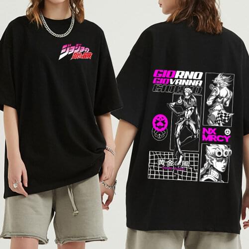 Jojo Bizarre Adventure T Shirt Men T-shirt Anime Cool Graphic Double Sided Print Japan 2021 Summer Short Sleeve Oversize Tops