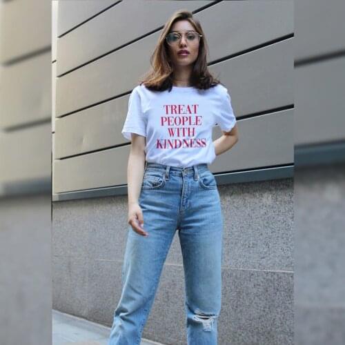 Skuggnas Harry Styles Treat People With Kindness T-Shirt Women Fashion Letter Printed T Shirt tumblr aesthetic Tee Feminist Top
