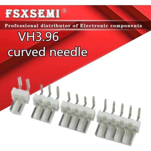20pcs/lot VH3.96mm curved needle seat VH 3.96mm 2P/3P/4P/5P/6P/7P/8P/9P/10P/11P/12P White connector 3.96mm Pitch