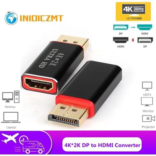 INIOICZMT DP to HDMI Converter 4K 30Hz Video Audio Connector Display Port to HDMI Adapter Female to Male for HDTV PC Wholesale