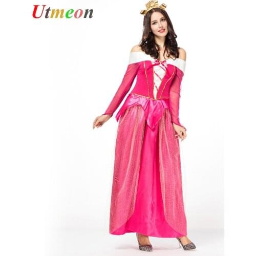 UTMEON Adult Sleeping Beauty Costume Cosplay Halloween Aurora Dress Princess Briar Rose Costume Party