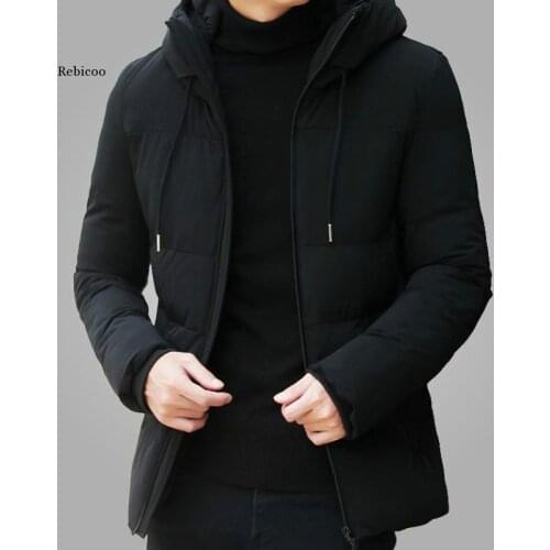 Winter Jacket Men Clothes Casual Stand Collar Hooded Collar Fashion Winter Coat Men Parka Outerwear Warm Slim West Jackets